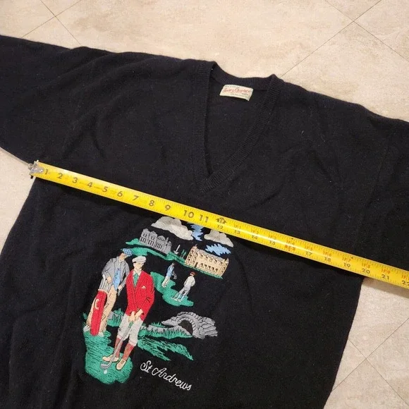 VTG Scott & Charters Hawick Mens M Or L Pure Lambswool Golf V Neck Sweater Knit - Picture 8 of 11